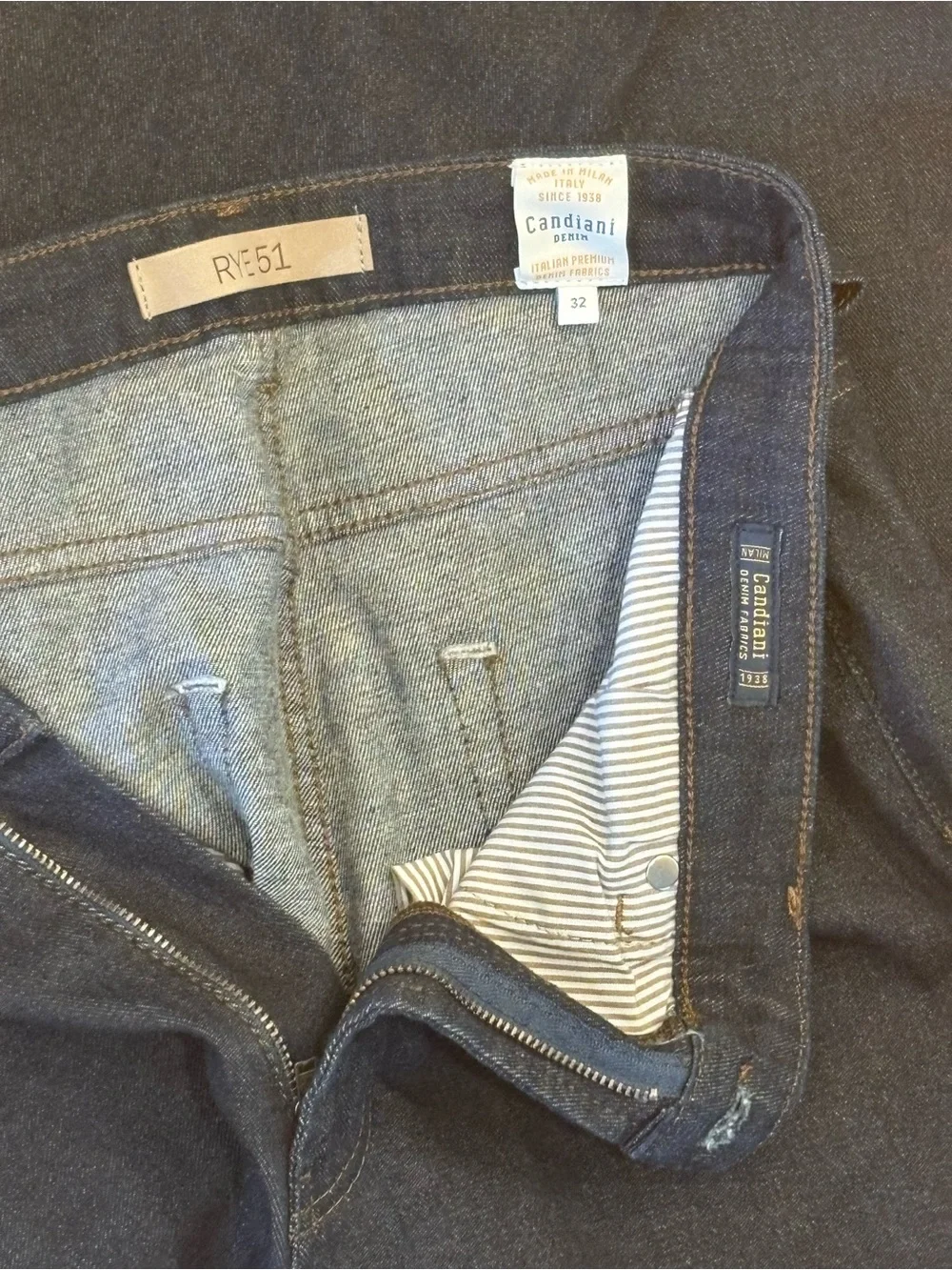 Rye 51 Candiani Italian Stretch Denim Rocco Wash Men’s 32” Straight Leg Jeans